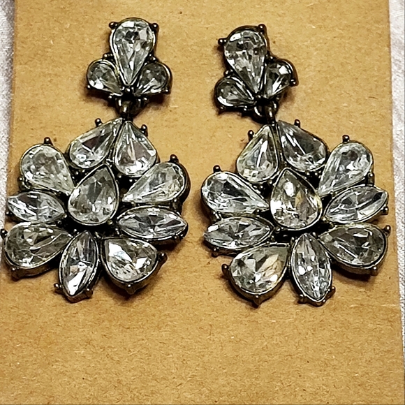 SugarFix Bauble Bar Statement Earrings Pierced Clear Teardrop Navettes Sugar Fix - Picture 7 of 9